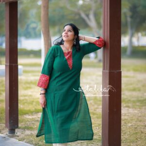 Designer ajrakh yoke  Kurti