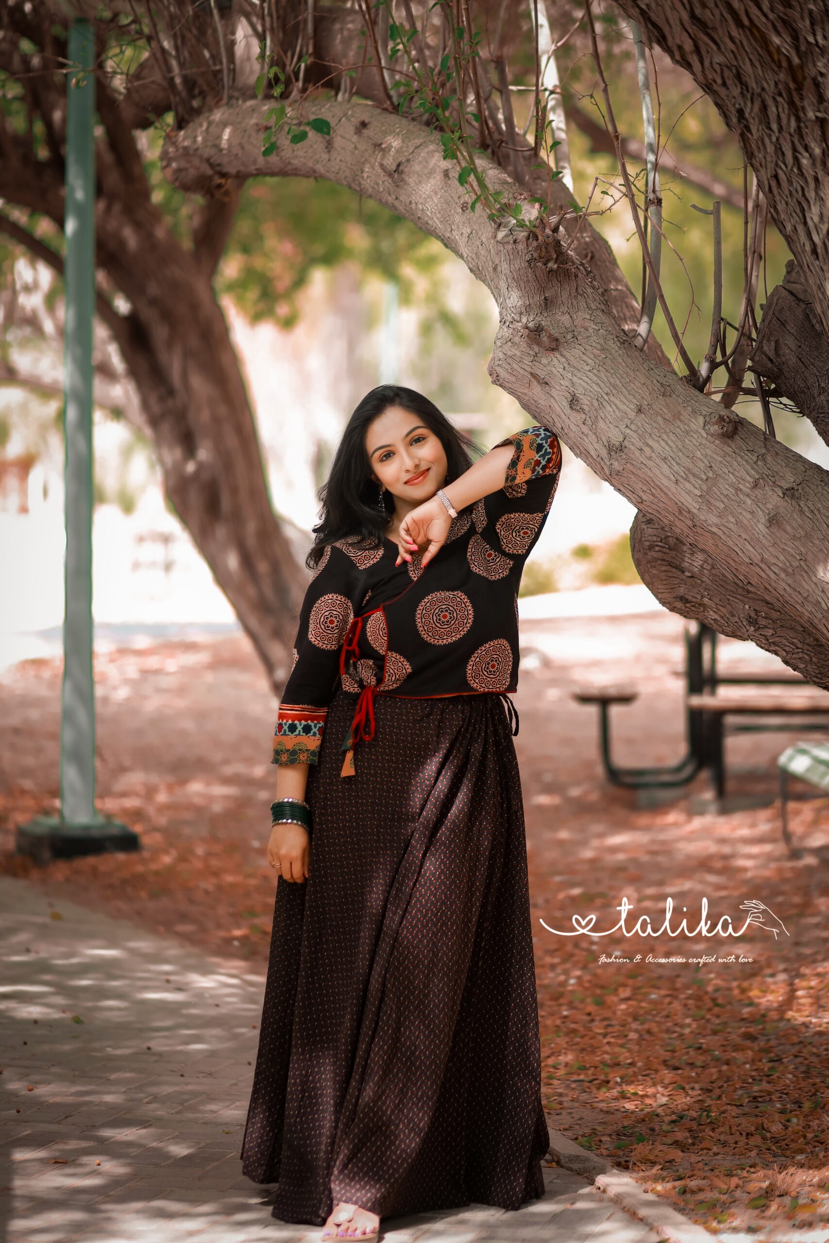 Ajrakh wrap Blouse & Skirt