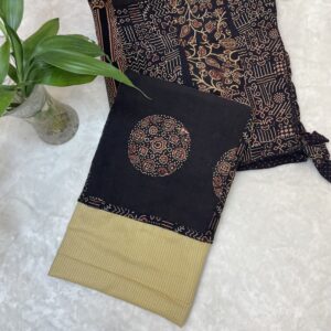 Ajrakh Suit Set with Patchwork Dupatta