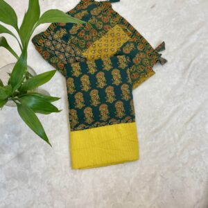 Ajrakh Suit Set with Patchwork Dupatta